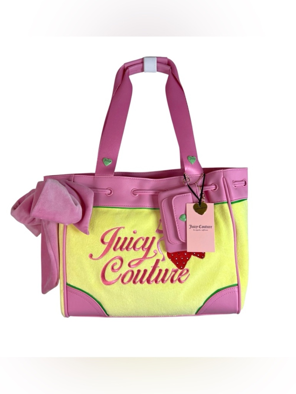 Juicy Couture Retro Strawberry Tote Yellow Iris Daydreamer Bag Purse NWT Y2K